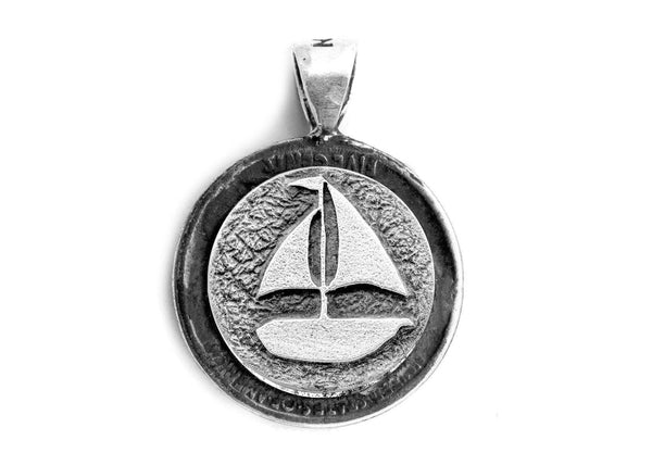 coin Pendant with the Boat medallion with Buffalo Nickel coin of USA - ahuva coin jewelry Pendant 