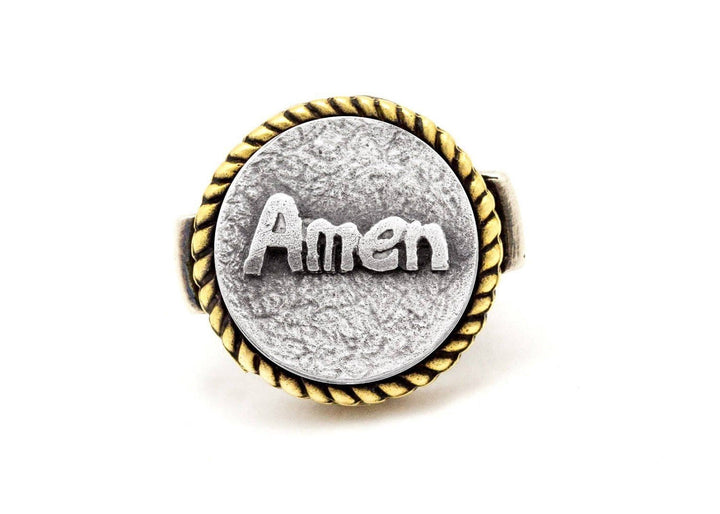 coin ring with the Amen coin medallion ahuva coin jewelry blessing ring RINGS 