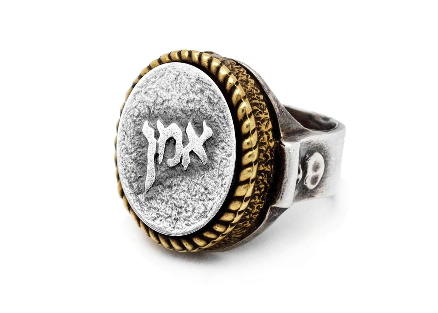 Amen Rind coin ring with the Amen coin medallion blessing ring with Amen in Hebr ...