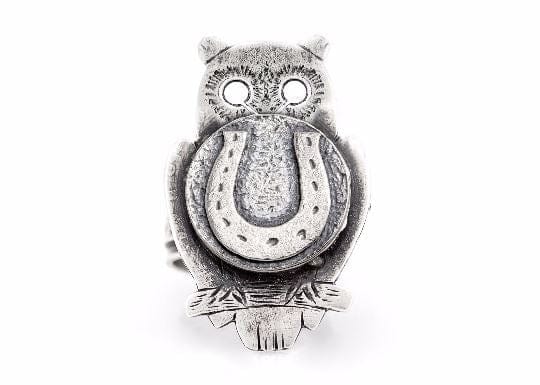 Coin ring with the Horseshoe coin medallion on owl ahuva coin jewelry owl jewelry horse jewelry RINGS 