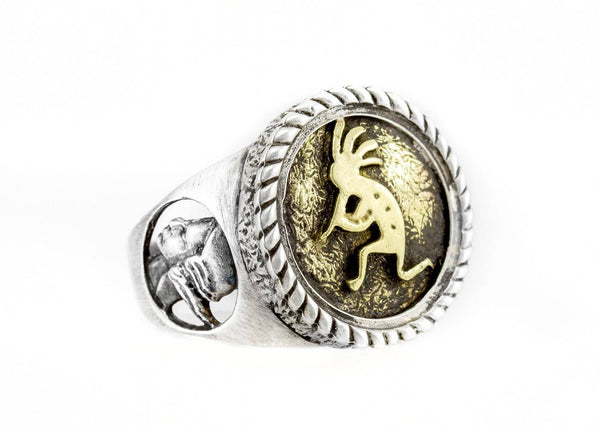 Coin ring with the Kokopelli coin medallion native Americans god for fertility RINGS 