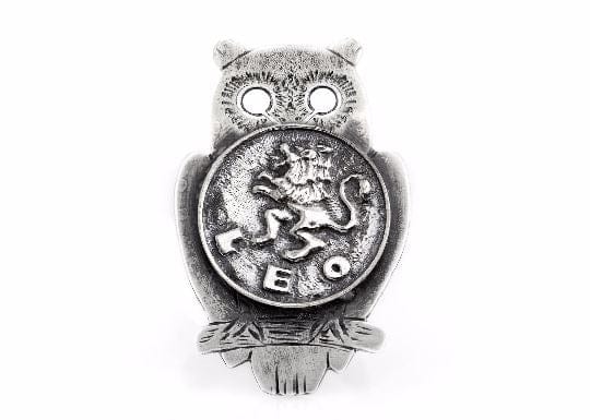 Coin ring with the Leo coin medallion on owl Leo jewelry leo ring ahuva zodiac jewelry RINGS 