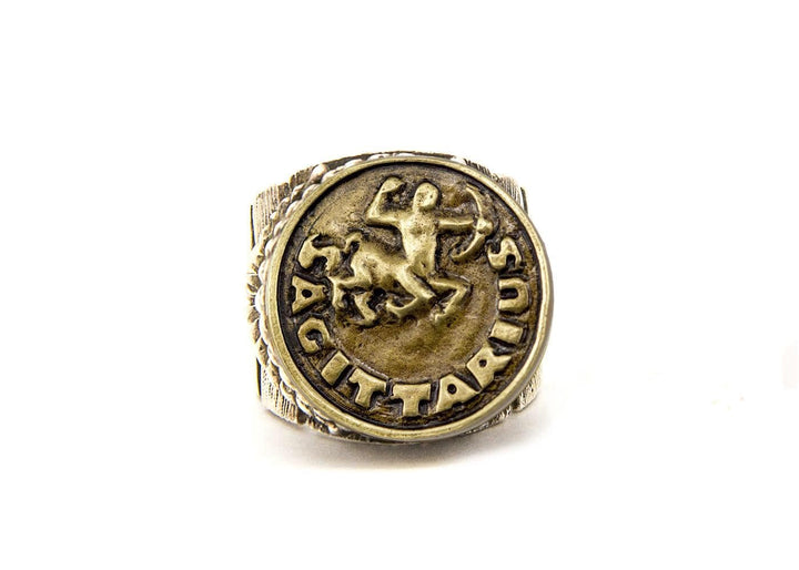 Coin ring with the Sagittarius coin medallion Silver ring zodiac sign 