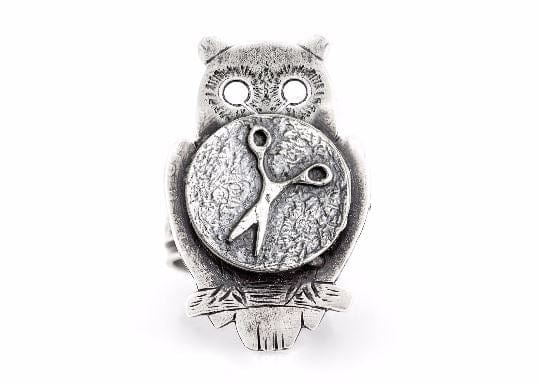 Coin ring with the Scissors coin medallion on owl ahuva coin jewelry RINGS 