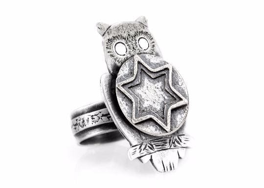 Coin ring with the Star of David coin medallion on owl Star of David jewelry jewish ring Jewish jewelry RINGS 