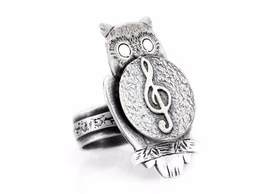 coin ring with the Treble Clef coin medallion on owl musical ring ahuva coin jewelry RINGS 