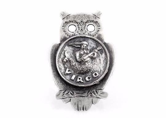 Coin ring with the Virgo coin medallion on owl RINGS 