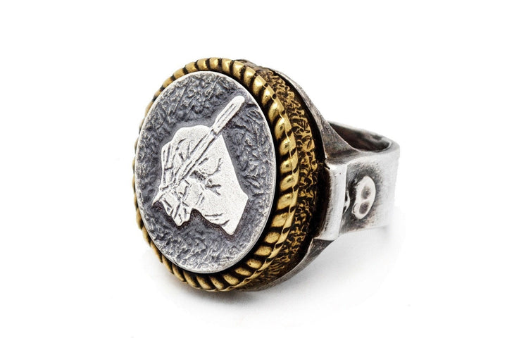 coin ring with the Writer’s Hand coin medallion RINGS 