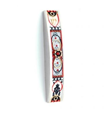 Colorful Arched Mezuzah Case Hand Crafted Red Arched 