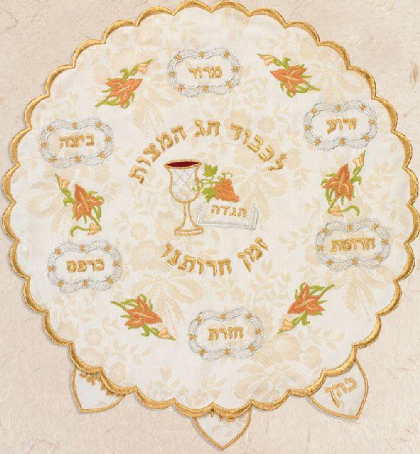 Colorful Seder Plate 3 Layer Matzah Cover. 