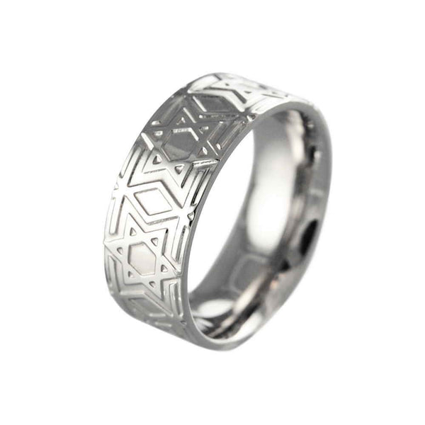Comfort Fit Stainless Steel Jewish Star Ring Band Size 10 Comfort Fit Stainless Steel Jewish Star Ring Band Size 10 