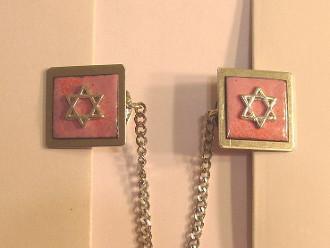 Copper Tallit Clips in Enamel Colors Pink 