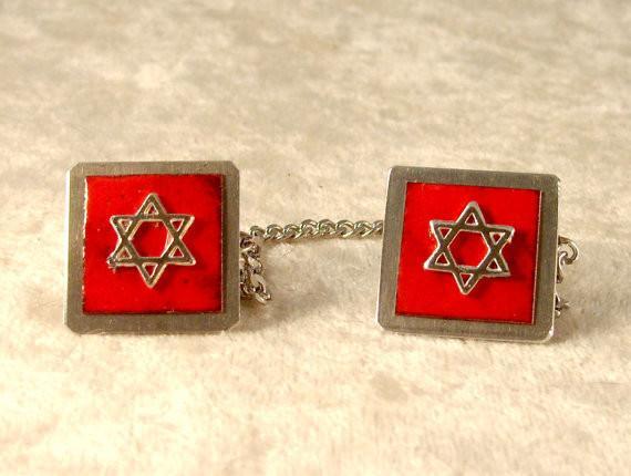 Copper Tallit Clips in Enamel Colors Red 