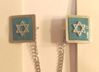 Copper Tallit Clips in Enamel Colors Teal 