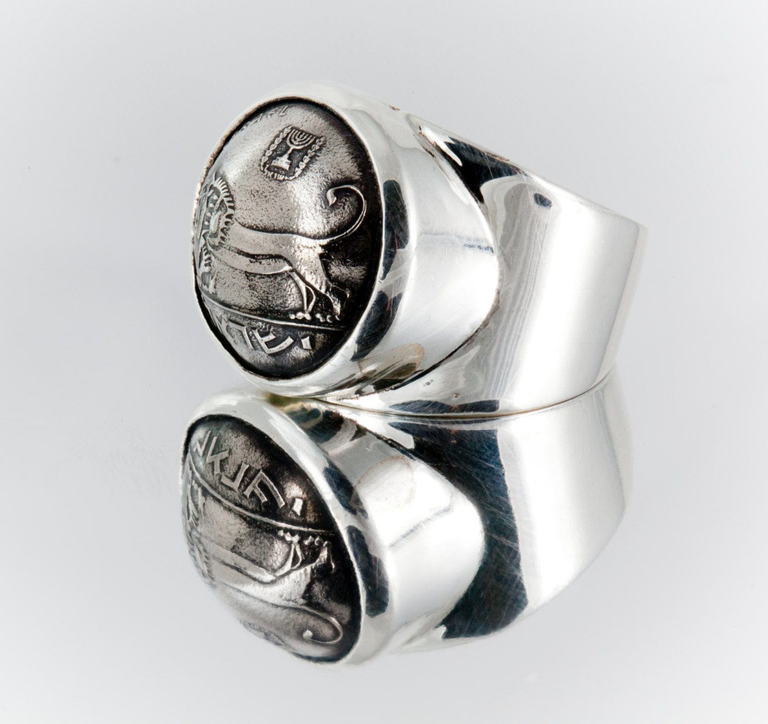 Courage Israeli Old Coin Ring - Lion Coin of Israel Ring - Jewish Rings ...