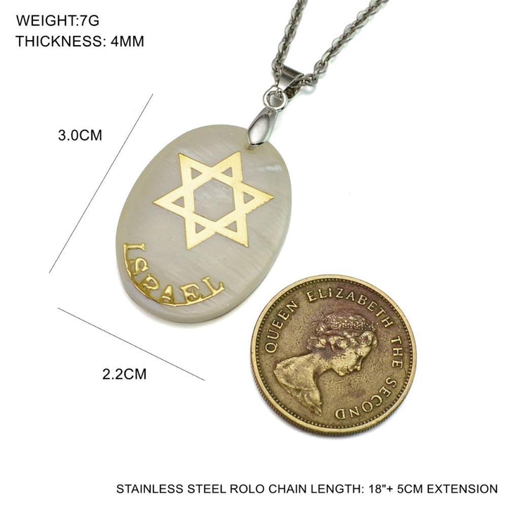 Cream Shell Jewish Star of David Charm Pendant Necklace necklace 