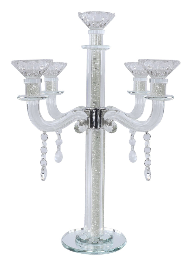 Crystal Candelabra clear Filing 5 Branch Hanging Crystals Schonfeld Collection 