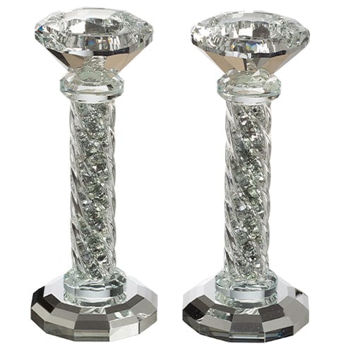 Crystal Candlesticks 16.5 Cm With Stones Candle Holders 