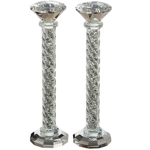 Crystal Candlesticks 25.5 Cm With Stones Candle Holders 