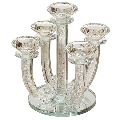 Crystal Candlesticks 5 Branch With Mirror Base 23 Cm- Stones Candle Holders 