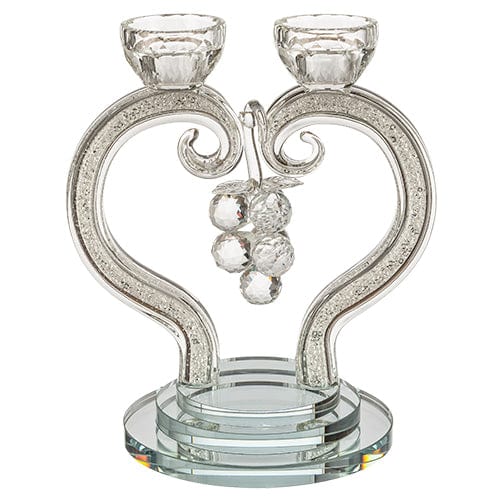 Crystal Heart Shaped Candlesticks White Stones 21 Cm Candle Holders 