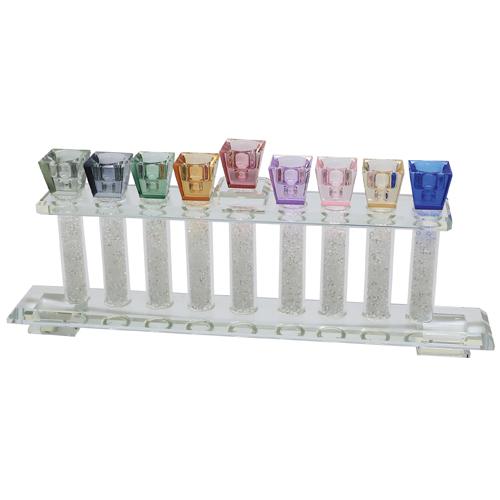 Crystal Menorah 33*13cm With Multicolored Branches And Stones Chanukah, Hannukah 