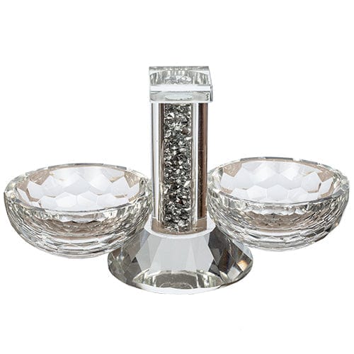 Crystal Salt Shaker 8.5x14 Cm With Silver Glass Chips Tableware 