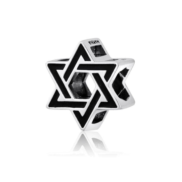 David Star Bead Charm Classic Royal Blue Enamel Polished Silver Holy Land New Jewish Jewelry 