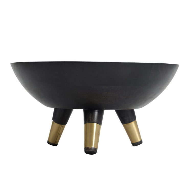 Black/gold Wood Bowl W/ Legs-0