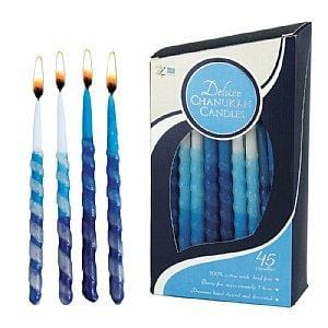 Deluxe Hanukkah Candles Fancy Blue Tones - Box of 45 