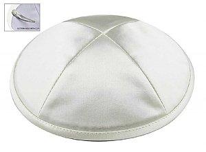 Deluxe Imprinted Satin Kippot - White 