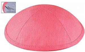 Deluxe Linen Kippot with Optional Imprint - Bubble Gum Pink 