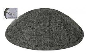 Deluxe Linen Kippot with Optional Imprint - Dark Grey 