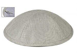 Deluxe Linen Kippot with Optional Imprint - Light Grey 