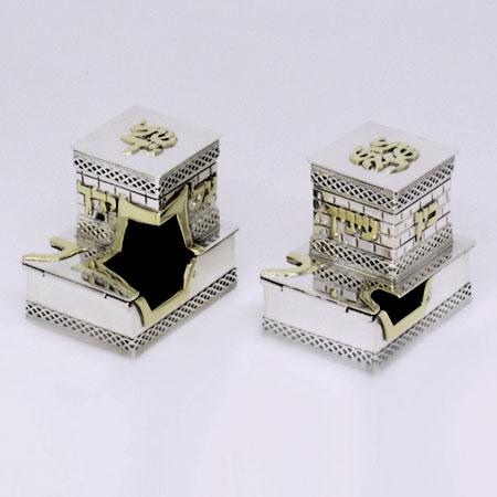 Deluxe Silver & Gold Tefillin Cases Batim Style 102 - 340 grams 