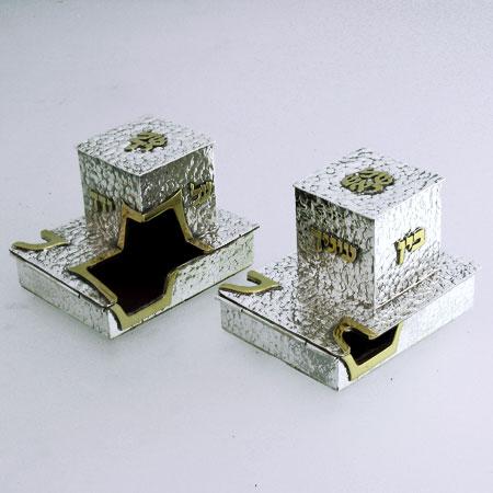 Deluxe Silver & Gold Tefillin Cases Batim Style 106 - 370 grams 