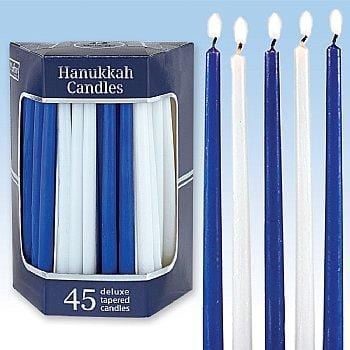 Deluxe Tapered Blue and White Hanukkah Candles 