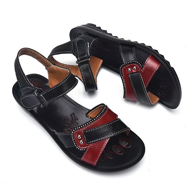 Designer Women Sandals Genuine Leather Summer Leisure footwear black 6 