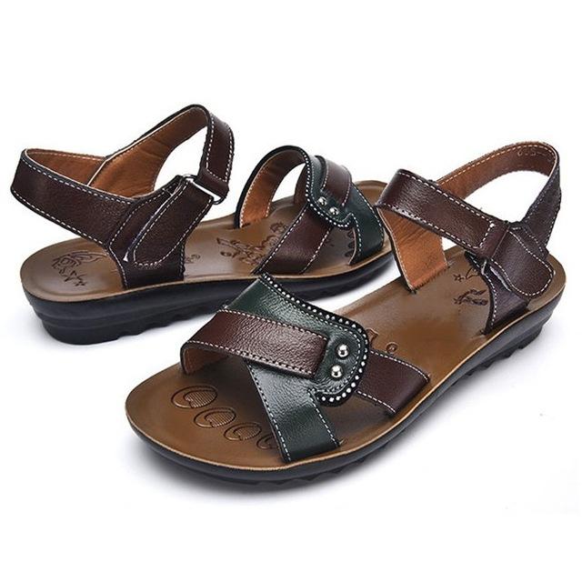 Designer Women Sandals Genuine Leather Summer Leisure footwear brown 6 