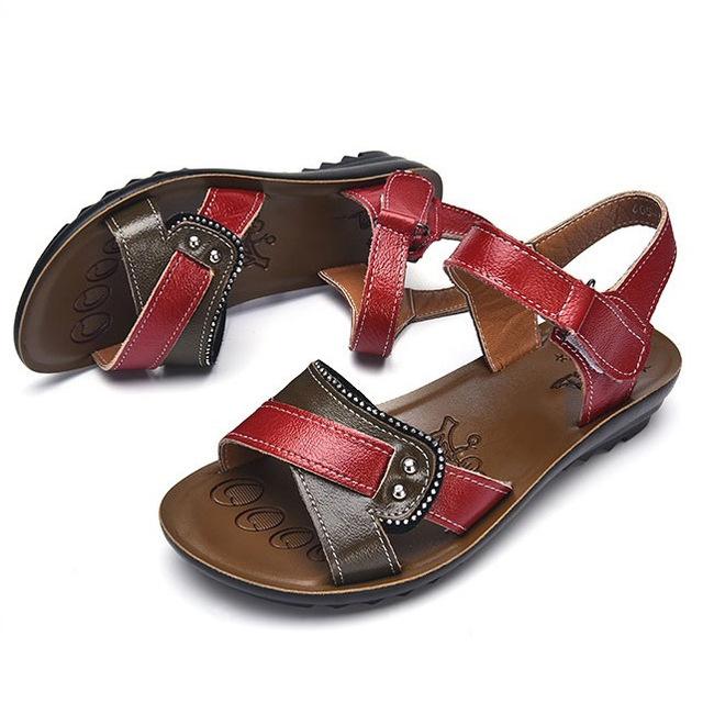 Designer Women Sandals Genuine Leather Summer Leisure footwear red 6 