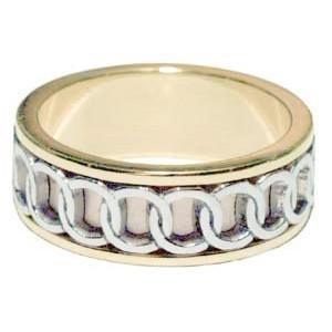 Destiny & History Links - 2 Tone Gold Ring Bands 