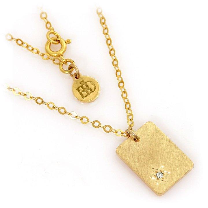 Diamond Star Tag Necklace Pendant - Silver/Gold 