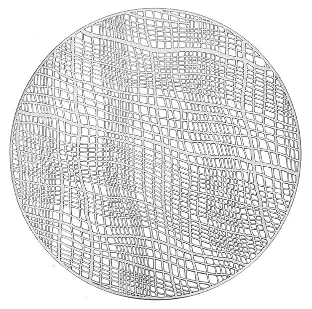 Silver Plaid Leather Look Laser cut Placemats 15" (12pcs)-0