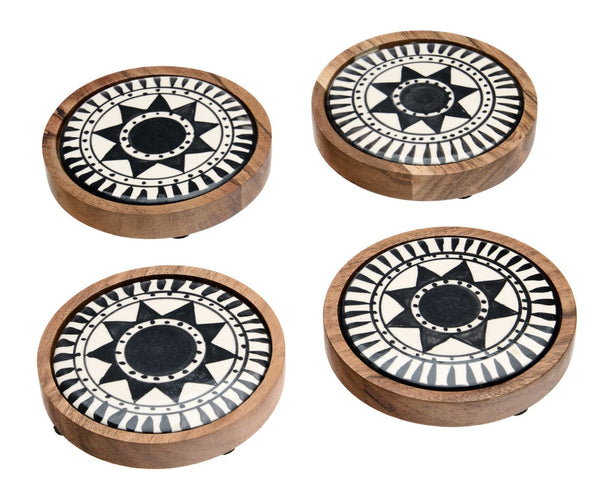 Checker Ceramic/wood Coasters-0