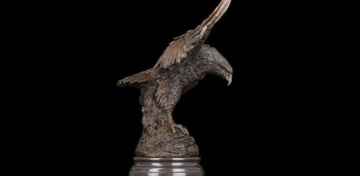 Eagle Hawk Bronze Copper Marble Statue Sculpture Figurine 