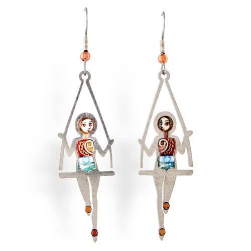 Earrings - Artistic Colorful Gymnasts Swinging 