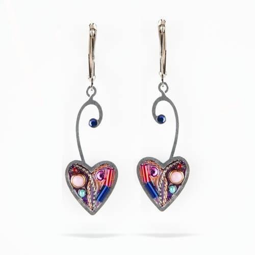 Earrings - Artistic Colorful Hearts 