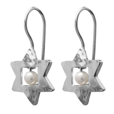 Earrings - Jewish Stars With Pearl 
