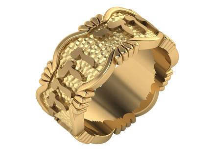 Elegant Wave Crown Gold Wedding Ring אני לדודי 
