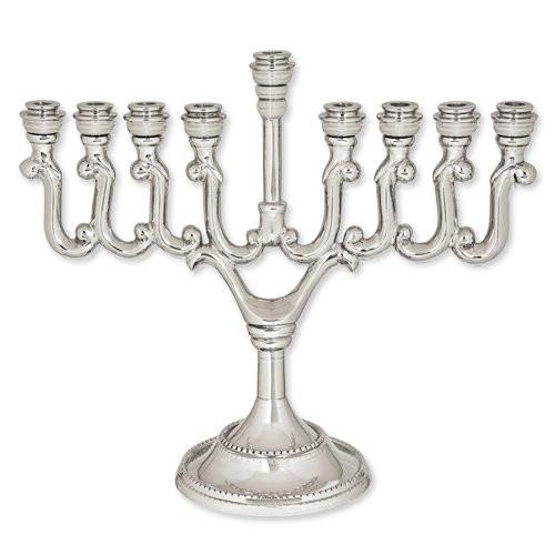 Embellished Highly Polished Nickel Plated Aluminum Menorah Hanukkah 